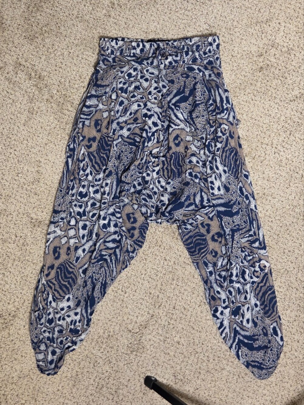 Buddha Pants Harem Savannah 100% Cotton Unisex Size XXS Blue Artsy Boho Yoga